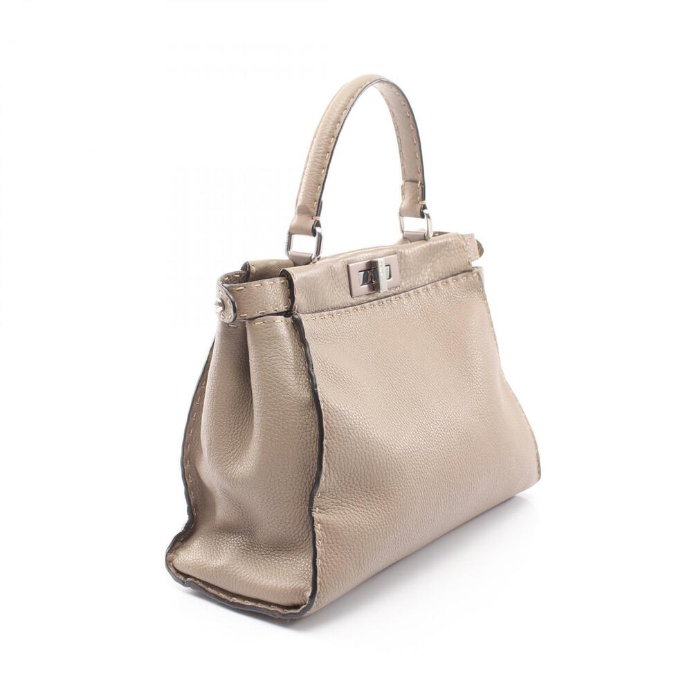 Fendi Regular Beige Handbag Leather Peekaboo Tan